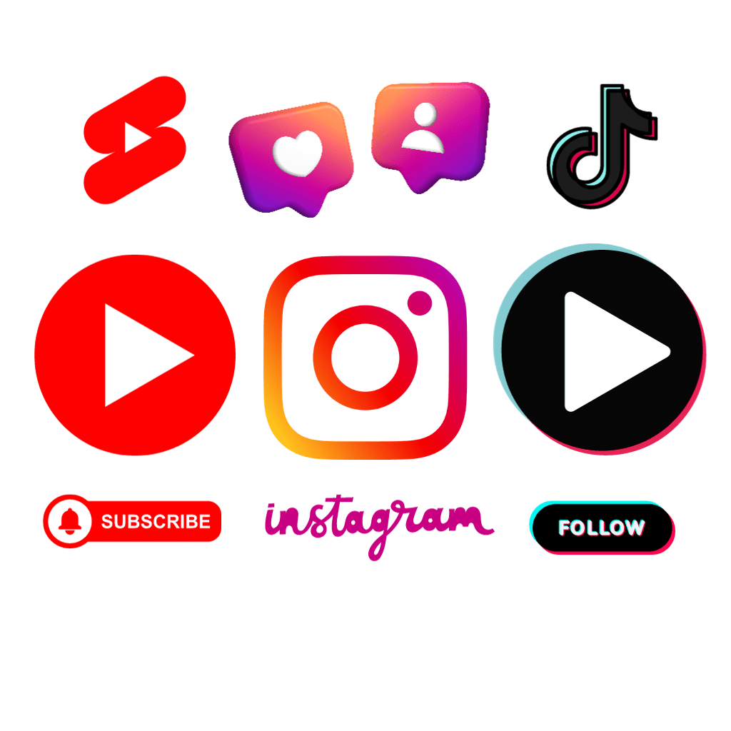 youtube instagram and tiktok logos