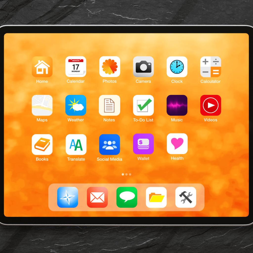 a tablet with icons on it
